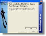 Suunto CSV Dive Manager logbook Import for SharkPoint for Windows