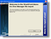 Mares Manager logbook Import for SharkPoint for Windows
